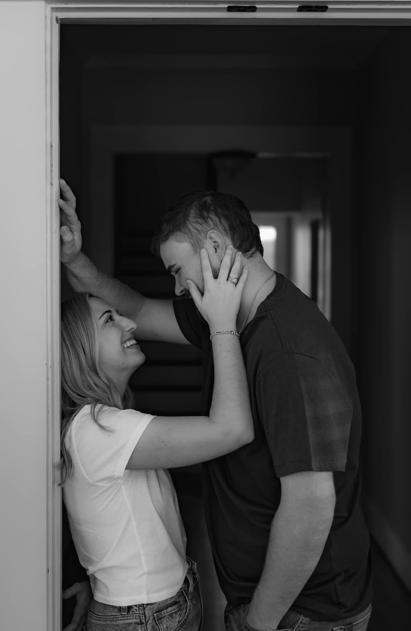 Couple sharing a candid moment indoors